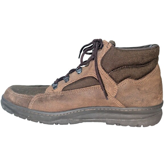 Vintage Florsheim Outdoorsman Men\'s Hiking Boots 12D Dark Brown leather & Canvas main image 6
